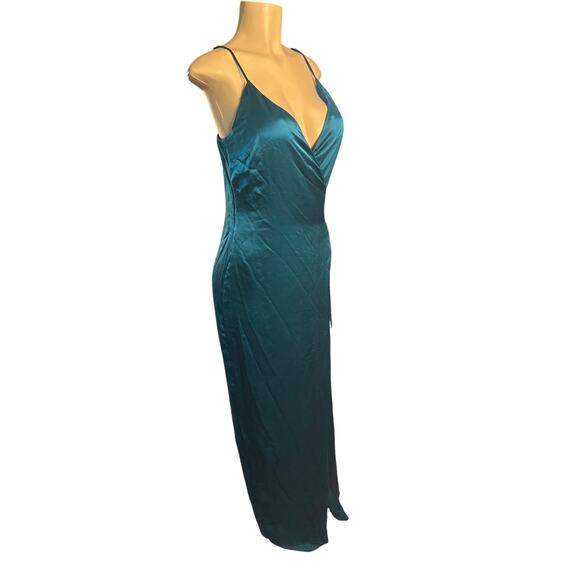 Lurelly Dresses & Skirts - Women 6 Lurelly 100% Silk Wrap Tie Teal Green Maxi Dress Los Angeles Formal